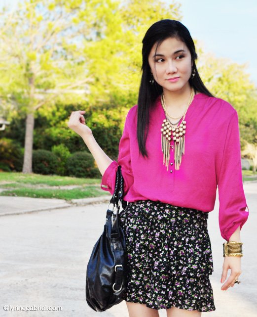 Bebe Skirt + Magenta Blouse