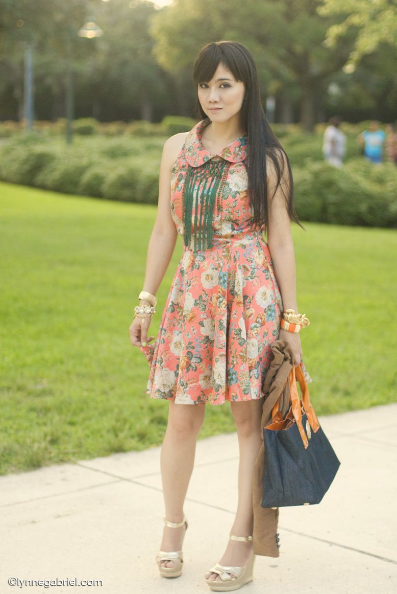 Feelin' Vintage with Sugarlips Coral Floral Dress — Whatever is Lovely