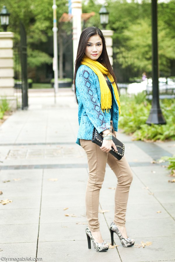 Houston Style Blogger Wears Python Print Blazer