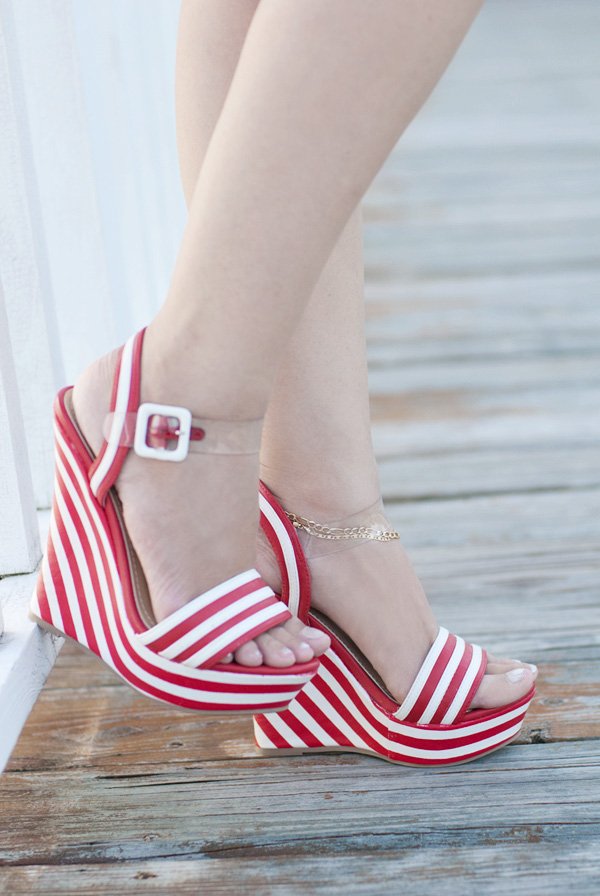 Red and White Stripes Wedges