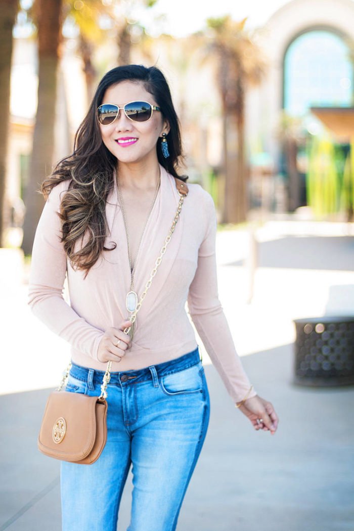 Spring Outfit Inspiration: Body Suit + Two Tone Jeans