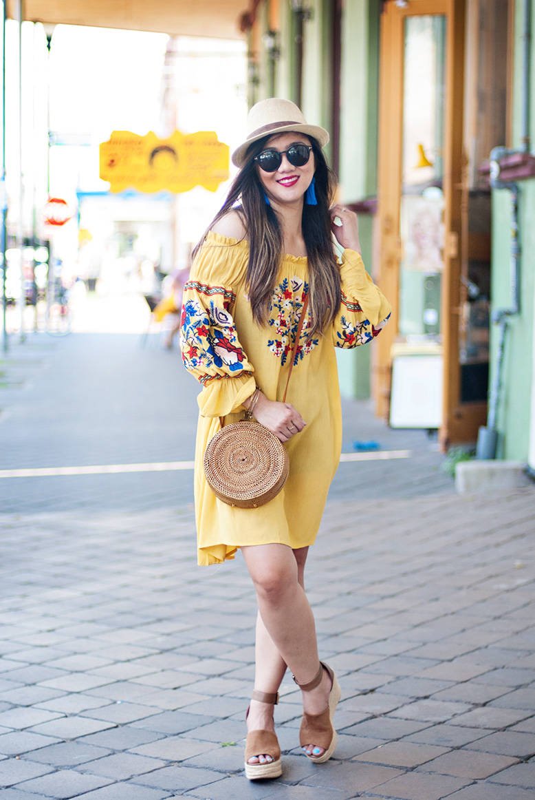 Summer Outfit Inspiration: Yet Another Embroidered Off-Shoulder Dress ...